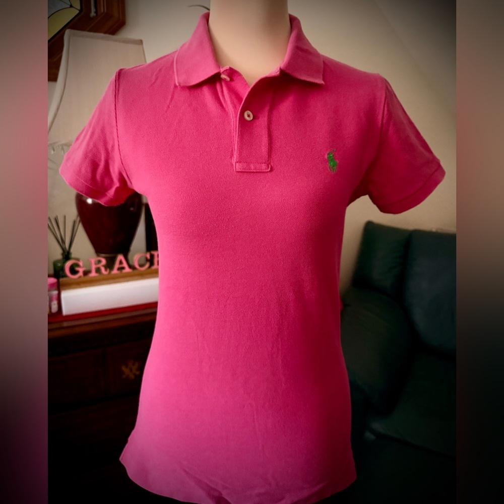 Ralph Lauren Vibrant Pink Polo with Green Logo